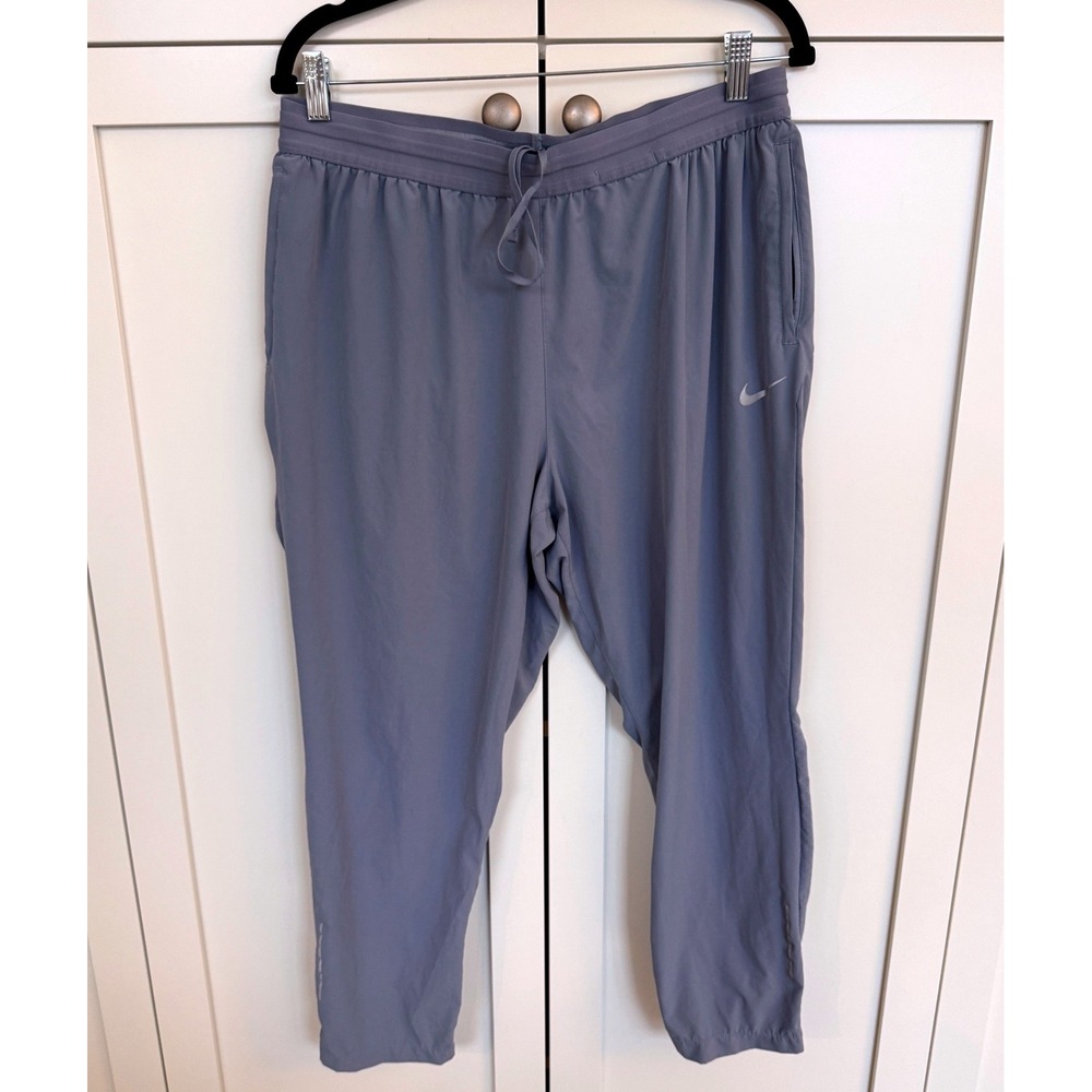 Nike Dri-FIT Womens Running Pants‎ Blue Grey Zipper Pockets XL